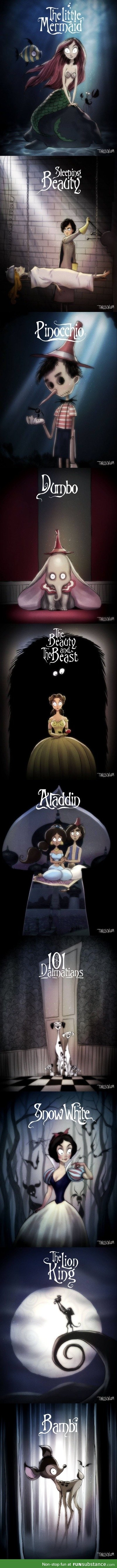 Tim Burton style Disney posters