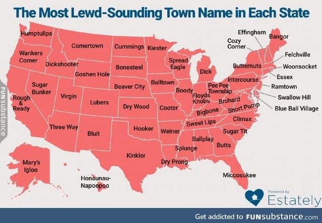 The most lewd-sounding town name in each state