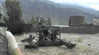 The recoil on an M777 Artillery Gun