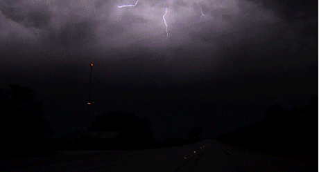 Driving on the highway with the thunder