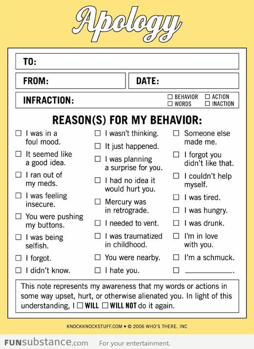 Apology Form