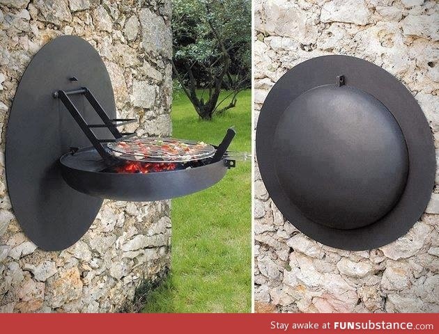 Folding wall mounted bbq grill