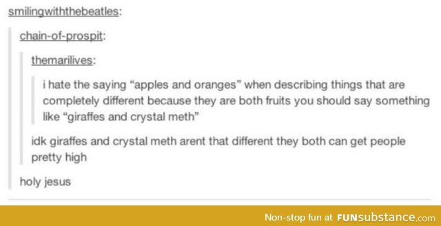 Apples and oranges