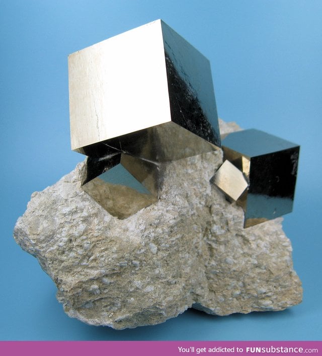 Naturally formed pyrite cubes