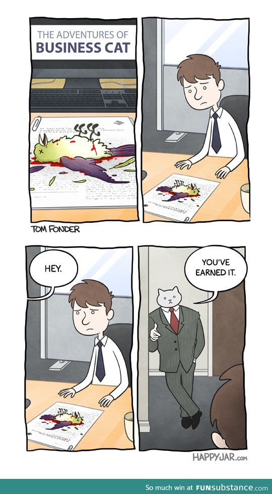 Business cat gives a pay raise
