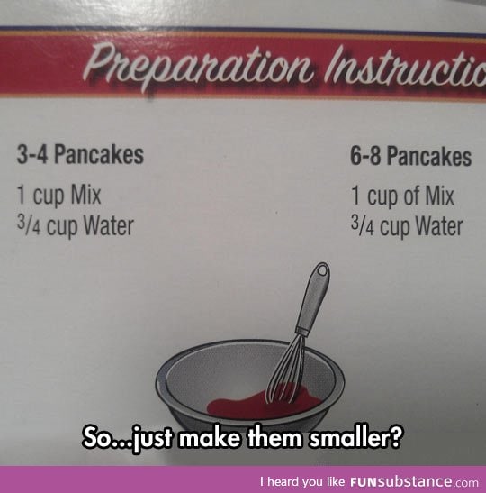 Pancake preparation instructions