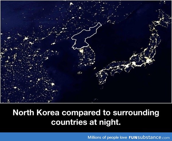 North korea at night