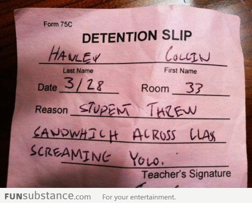 Detention slip