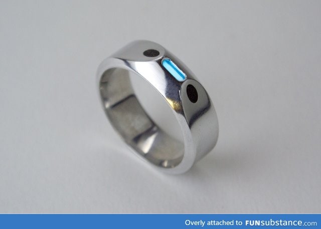 Wedding ring with glowing tritium
