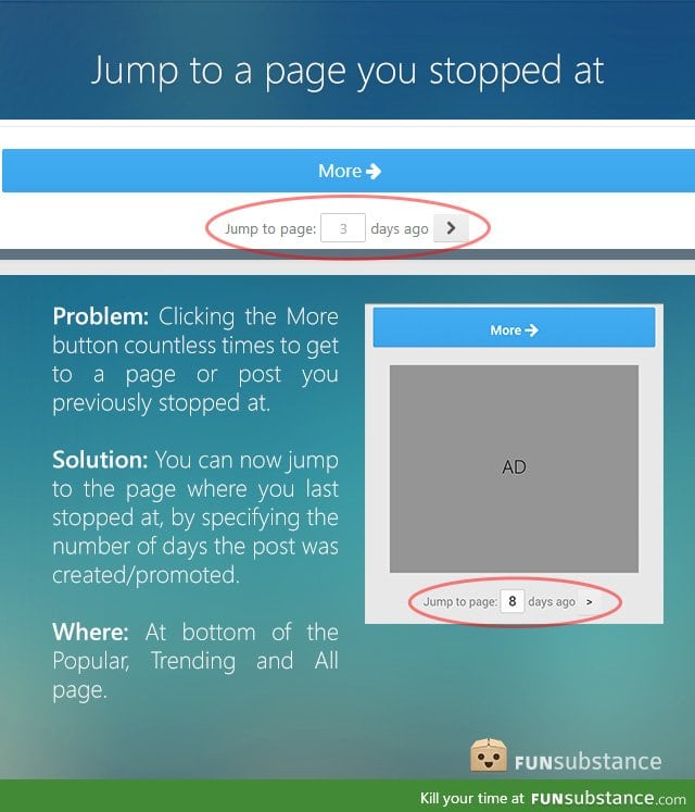 Jump to a page you last stopped browsing at