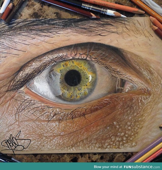 Hyper-Realistic Eyes Drawn with Colored Pencils
