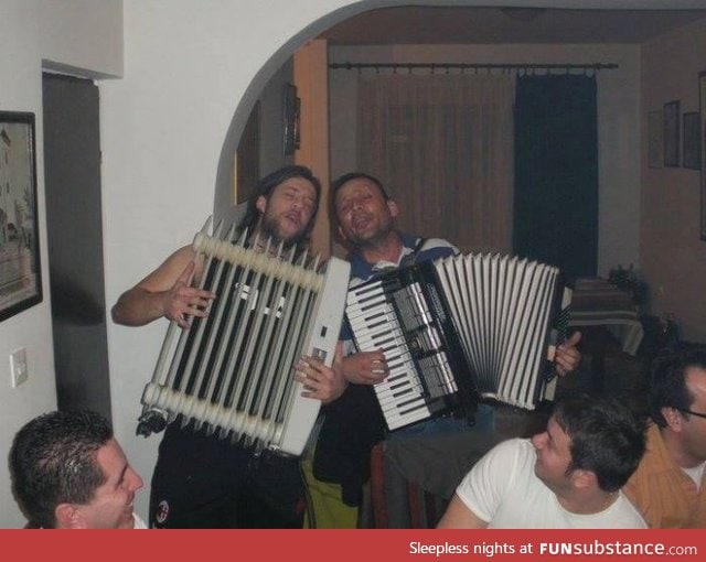 Just a drunk guy playing radiator