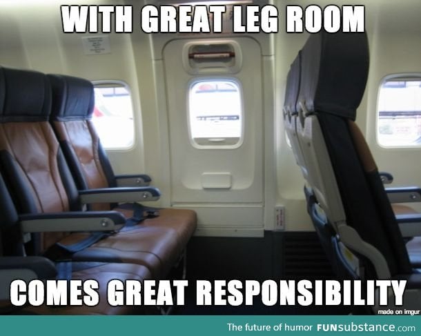 This is so fake. No plane has that much legroom at the emergency exits