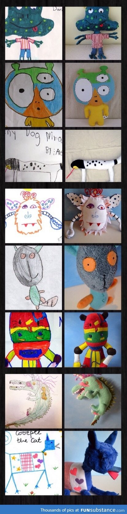 Kids' drawings turned into plushies