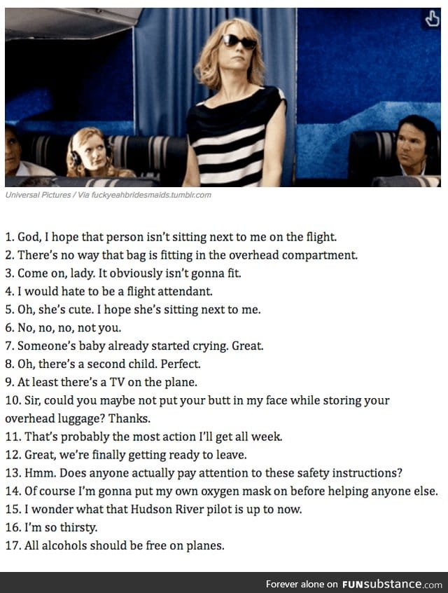 17 things I think when going into an airplane