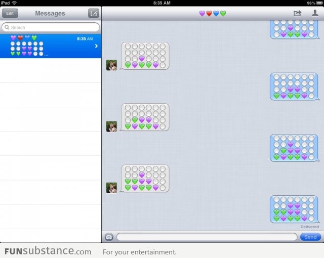 School blocks websites, play connect 4 on iMessage.(: