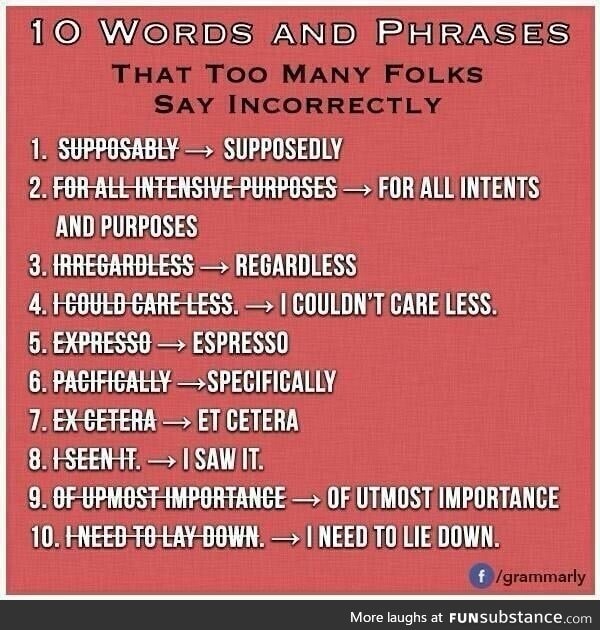 10 words and phrases often said incorrectly