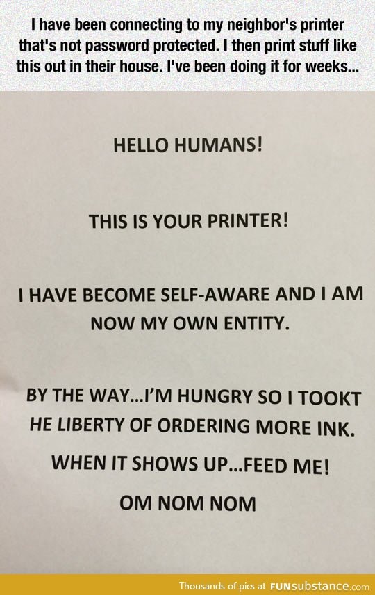 Printer has become self-aware
