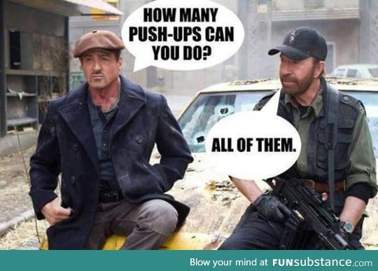 Chuck norris just pushes the ground away from him