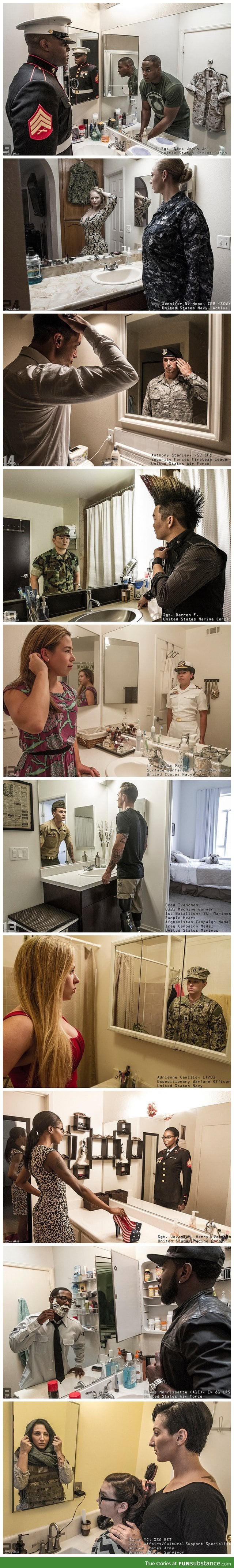 Photos Of Military Veterans Staring At Their Civilian Selves