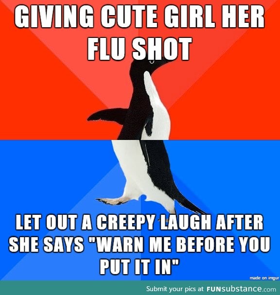 Most awkward flu shot ever....Of all time