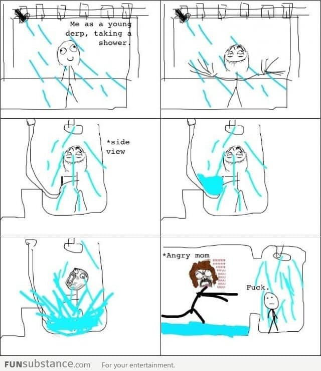 Playing with the shower curtain as a kid