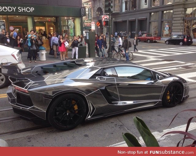 Black chrome "tron" lamborghini aventador