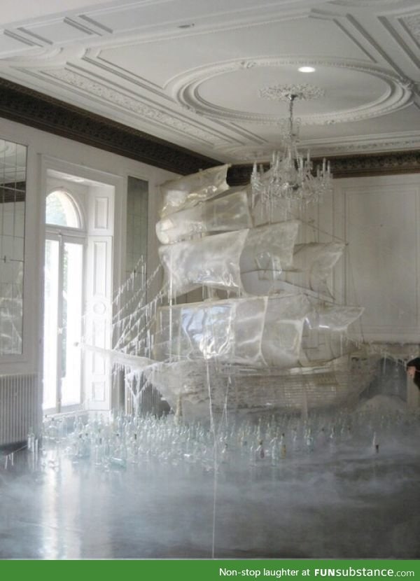 Pirate ship ice sculpture