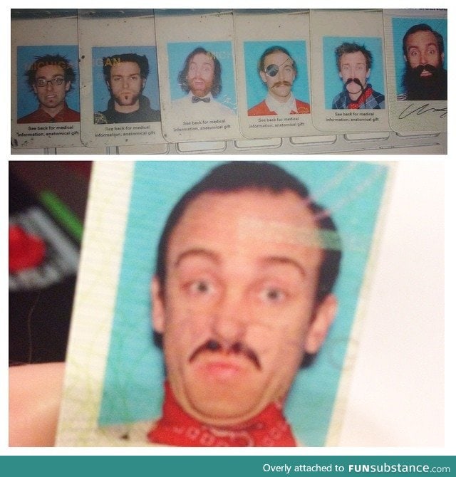 This guy's commitment to his drivers license photos