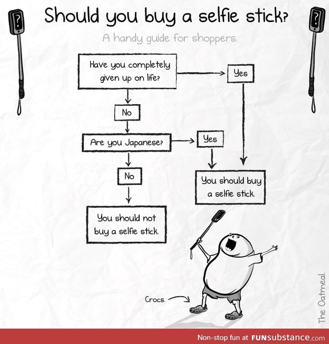 And yet selfies sans sticks are still acceptable in our society...