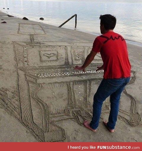 Fabulous piano on the sand