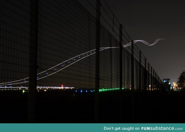 Long exposure of a plane taking off