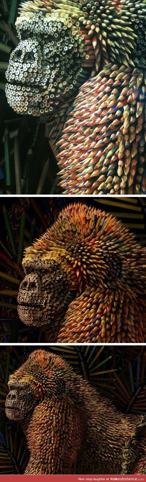 Gorilla made of colored pencils