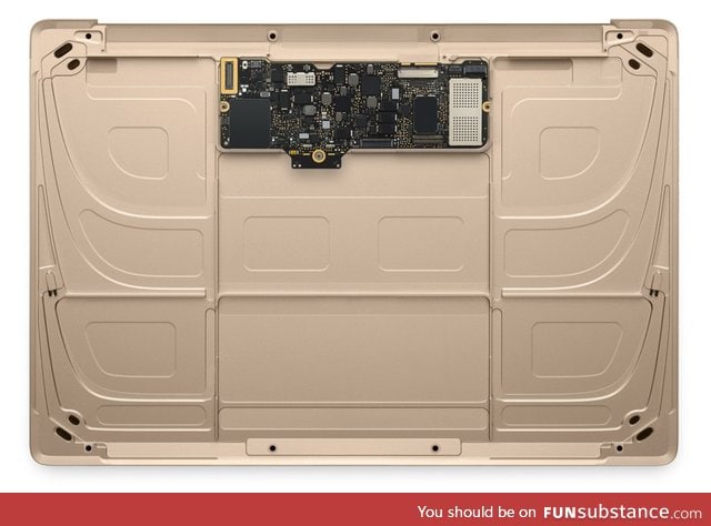 Inside a Macbook Air minus the batteries.