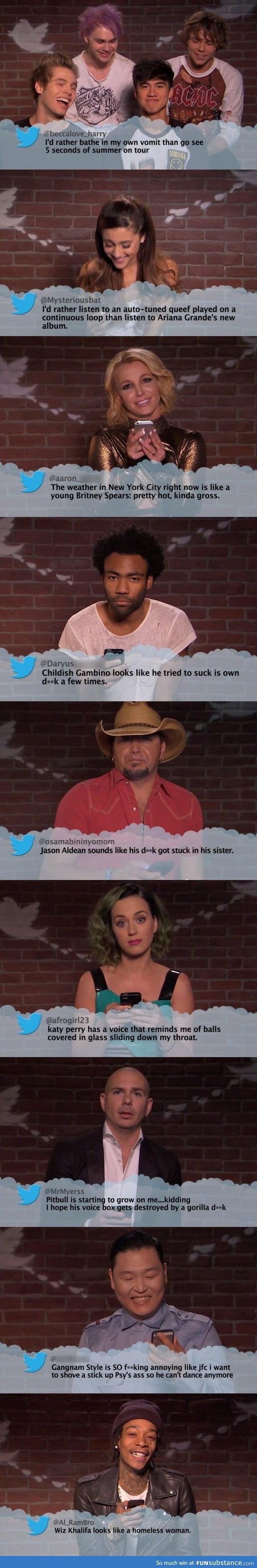 Music artists read mean Tweets