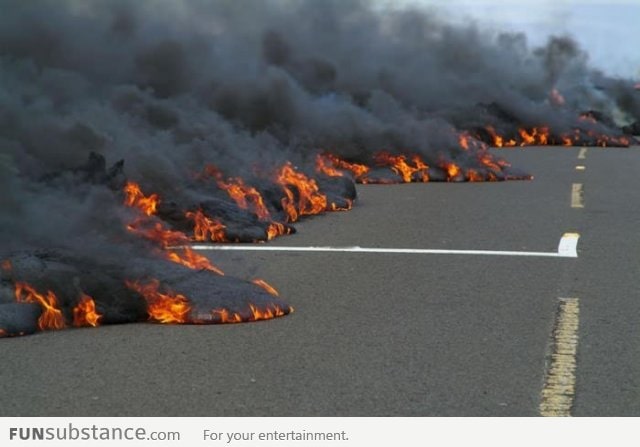 Lava flow on a street