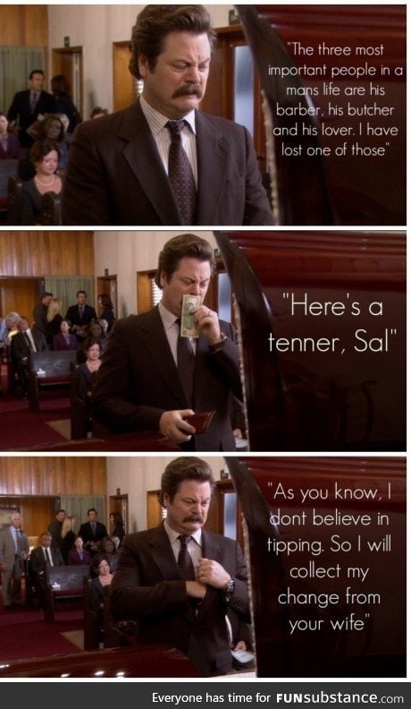 Ron Swanson when his barber dies