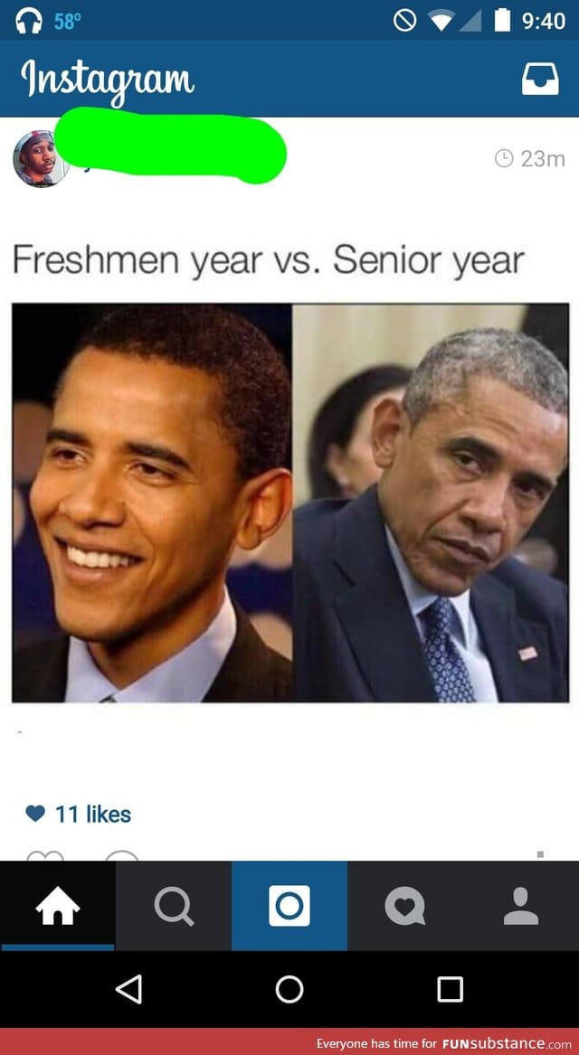 Freshman year vs Senior year