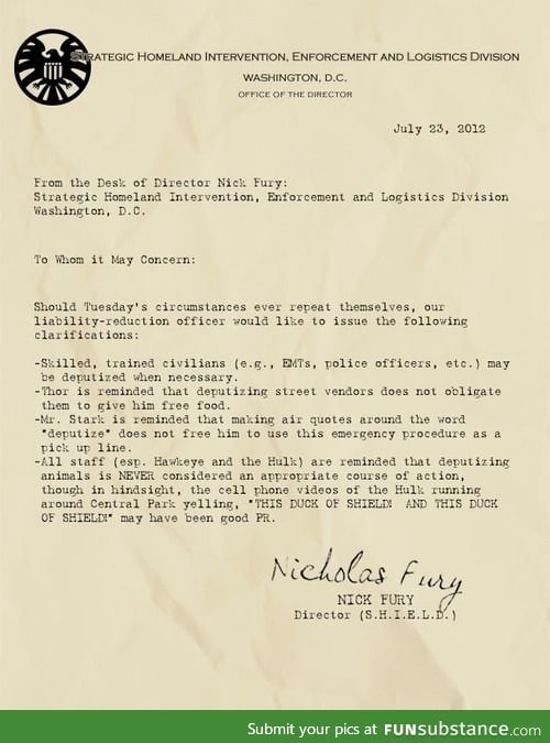 S.H.I.E.L.D.'s rules of emergency deputization