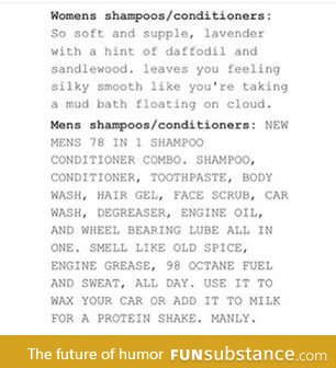 Men's and women's shampoo be like