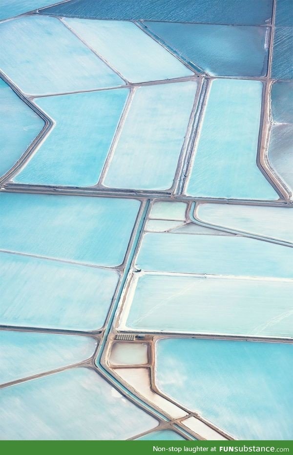 Blue salt fields in Australia