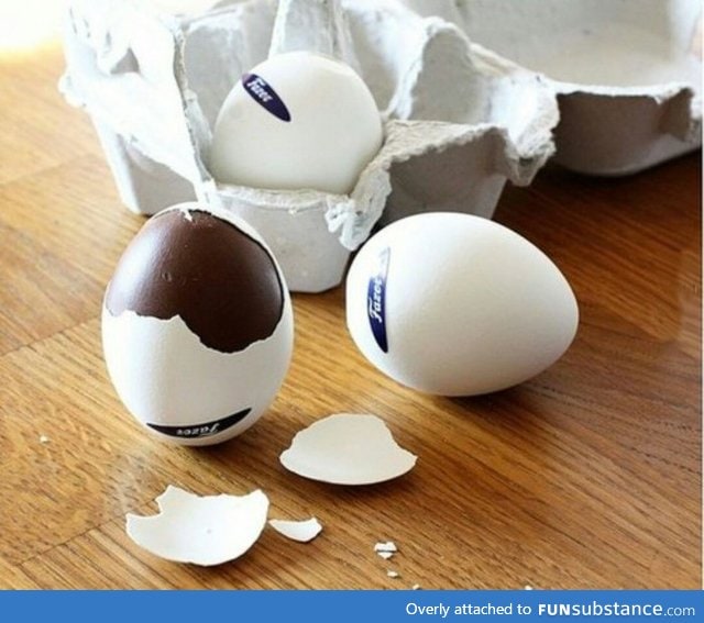 In finland you can get these real egg shells filled with chocolate