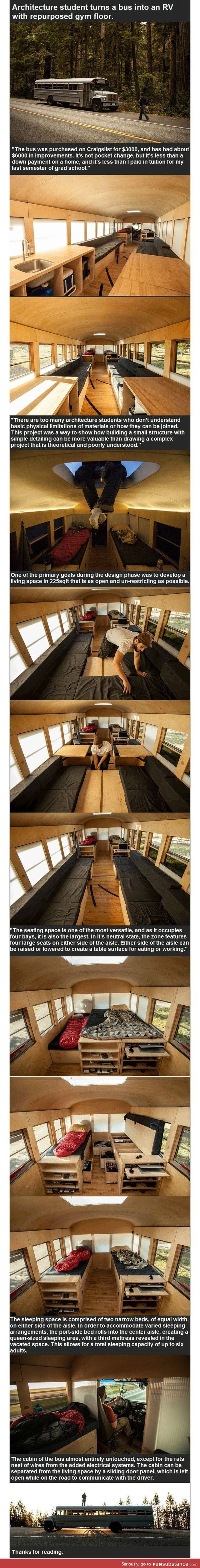 An architect turns an a bus into an RV