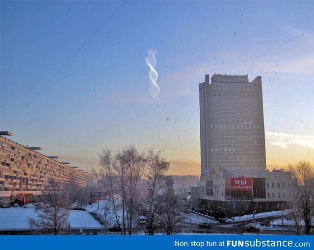Spiral cloud near Moscow last morning