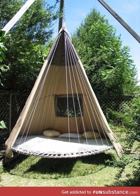 Old Trampoline used to make Tee Pee