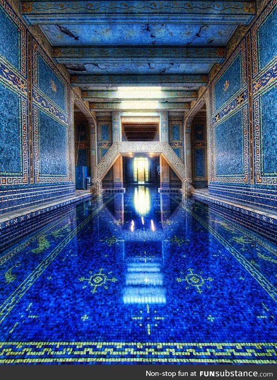 The majestic azure blue indoor pool at hearst castle