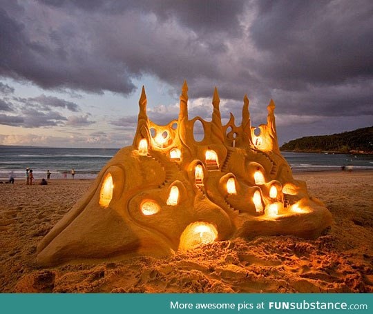 Fairy tale lighted sandcastle