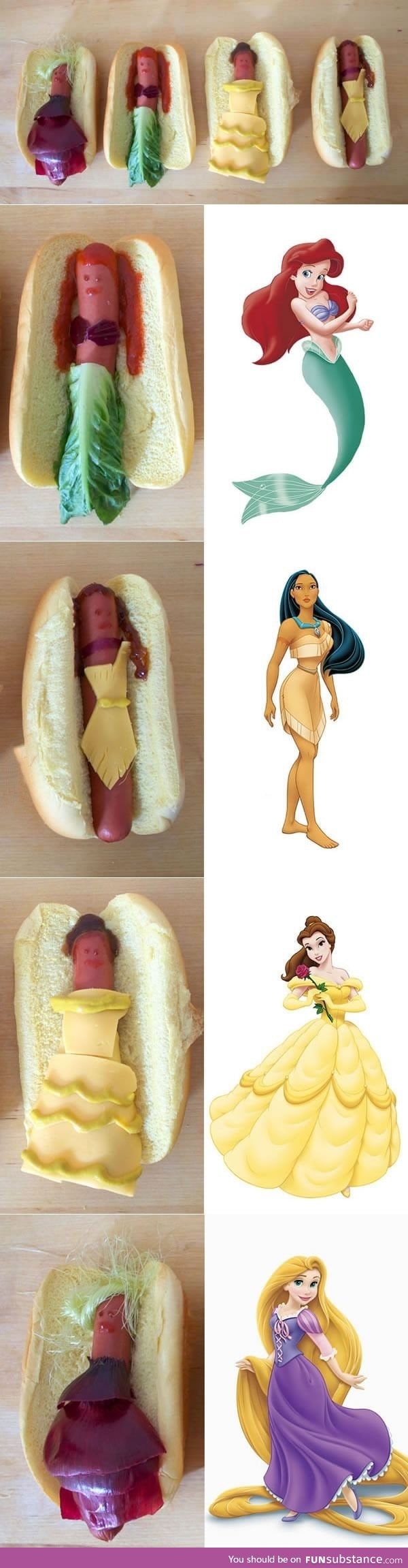 Disney Princesses reimagined as hot dogs