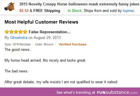 The most helpful customer review for horse head mask