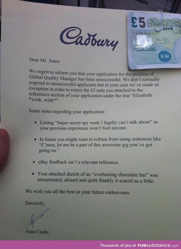 Rejection letter of the year